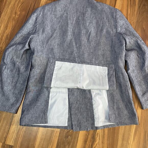 Joseph Abboud JOE Men’s 44 R Double Breasted 100% Linen Blazer - Heathered Blue - Picture 5 of 10